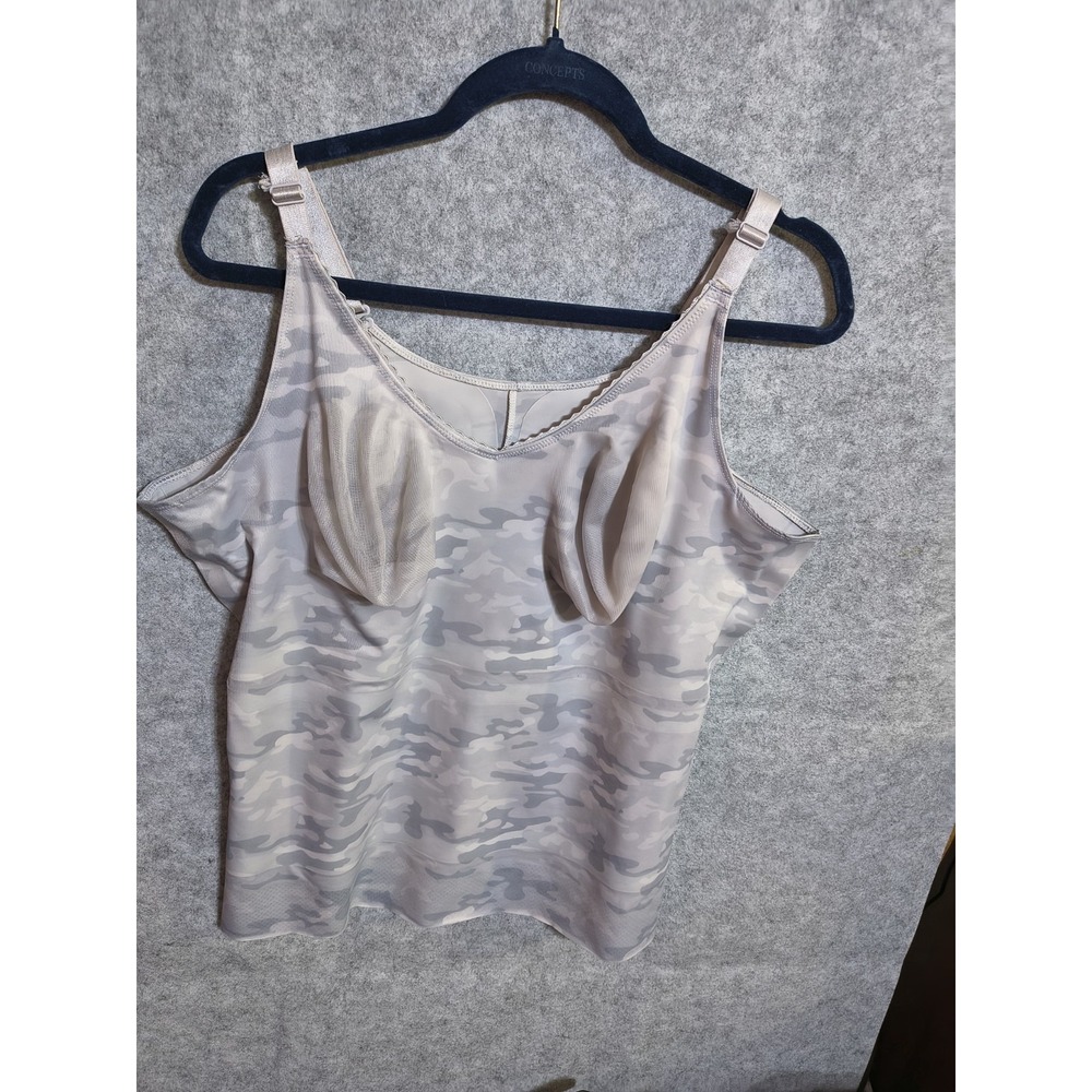 RUBY RIBBON Heritage Cami Gray Camo Sz 50 Compression NO Petals Pads Shapewear
